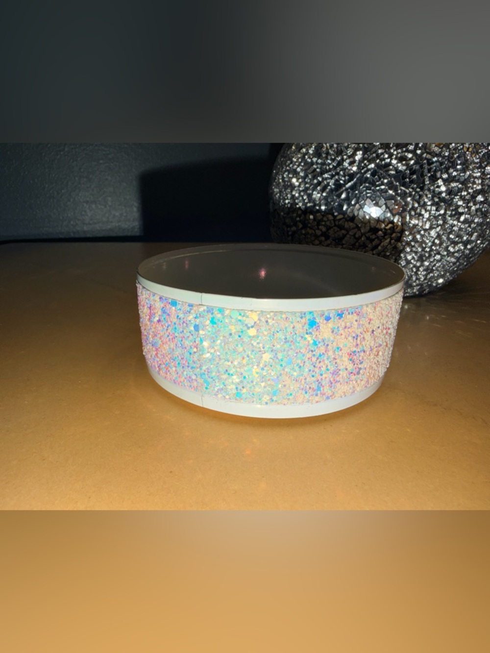 Bath & Body Works White Glitter 3 wick candle holder - Picture 3 of 3